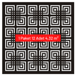 60x60 Dekoratif Tavan Kaplama Labirent (Siyah-Beyaz) 1 Paket 12 Adet 4,32 m²