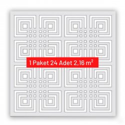 30x30 Dekoratif Tavan Kaplama Labirent (Beyaz-Beyaz) 1 Paket 24 Adet 2,16 m²