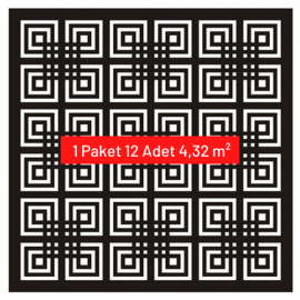60x60 Dekoratif Tavan Kaplama Labirent (Siyah-Beyaz) 1 Paket 12 Adet 4,32 m²